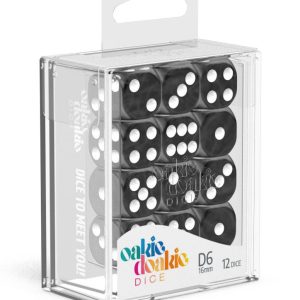 12 Dados 16mm Marble Negro