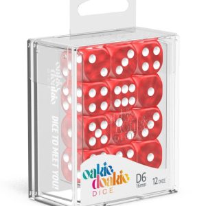 12 Dados 16mm Marble Rojo