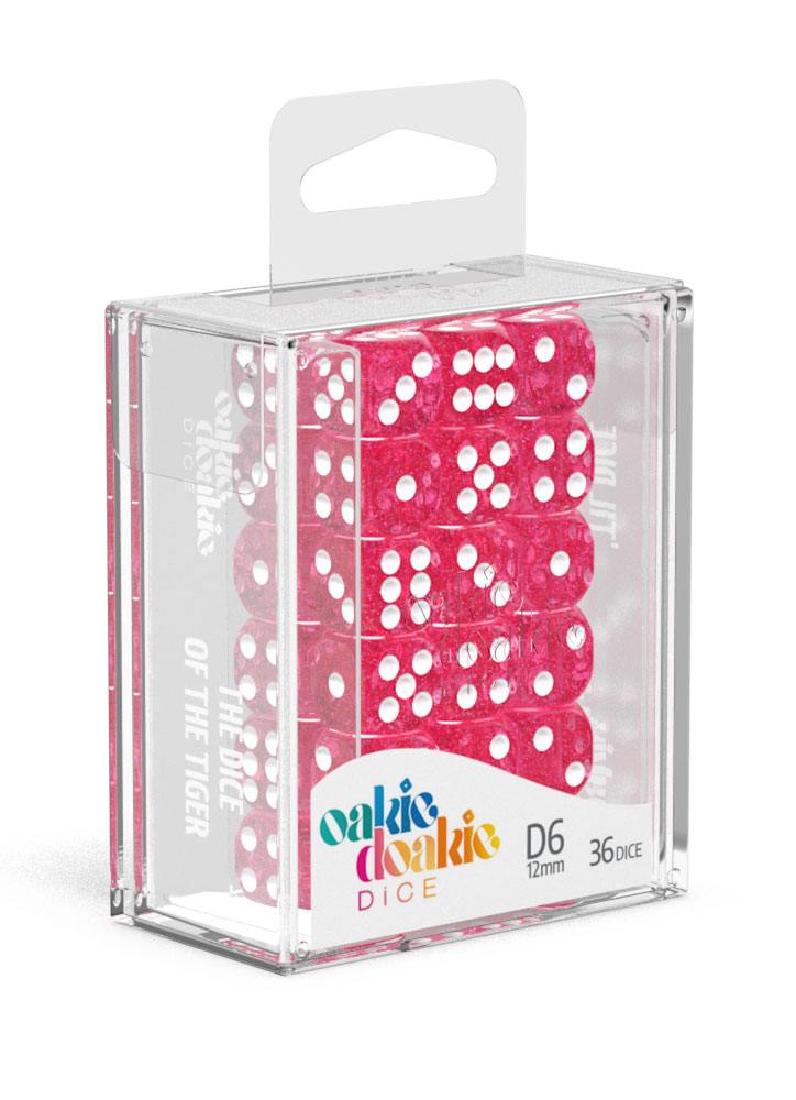 36 Dados 12mm Speckled Rosa