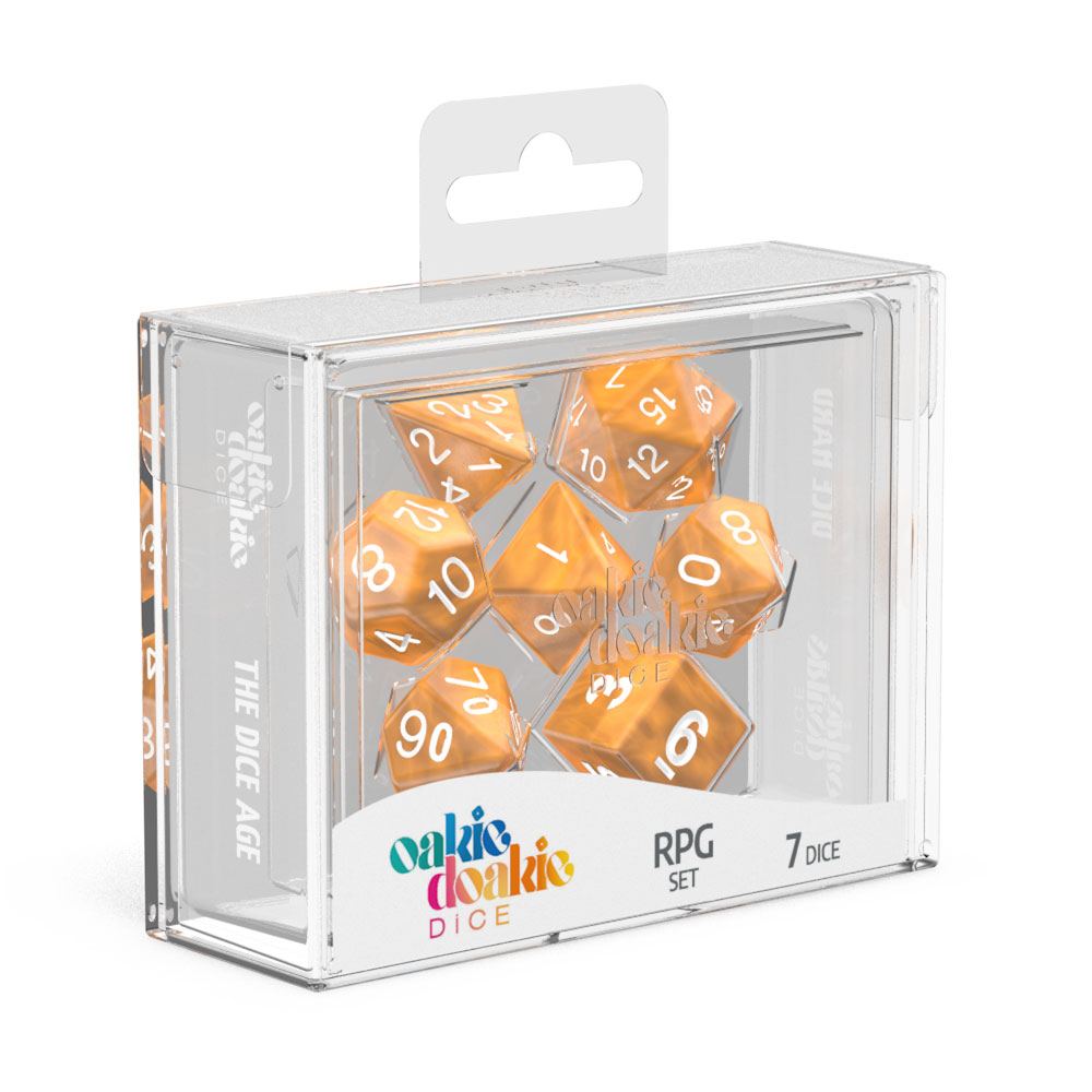 7 Dados Set Marble Naranja